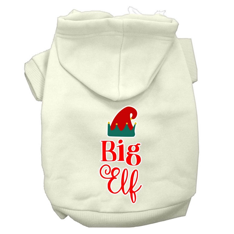 Big Elf Screen Print Dog Hoodie Cream XS